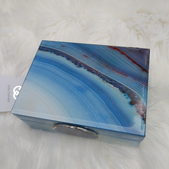 Agate slice jewelry box storage organizer box with lid pink blue stone crystal - Picture 12 of 16